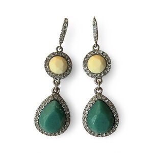 Green and Cream Drop Earrings
